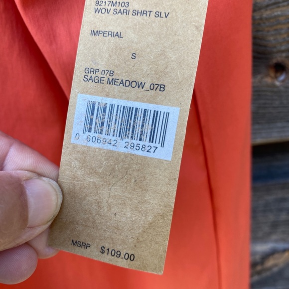 Cremieux Woven Sari Short Sleeve Orange Blouse - Picture 9 of 9